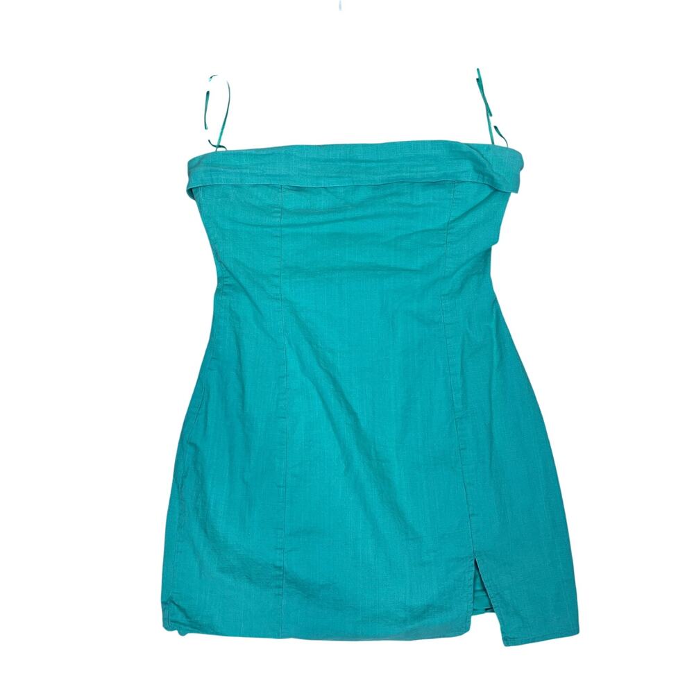L Y2K Teal Tube Top Dress